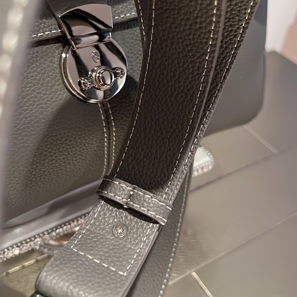 Taupe Grey Real Leather Handbag Tote 12”x8.5”x5” with Handle and Shoulder Strap - Picture 10 of 10